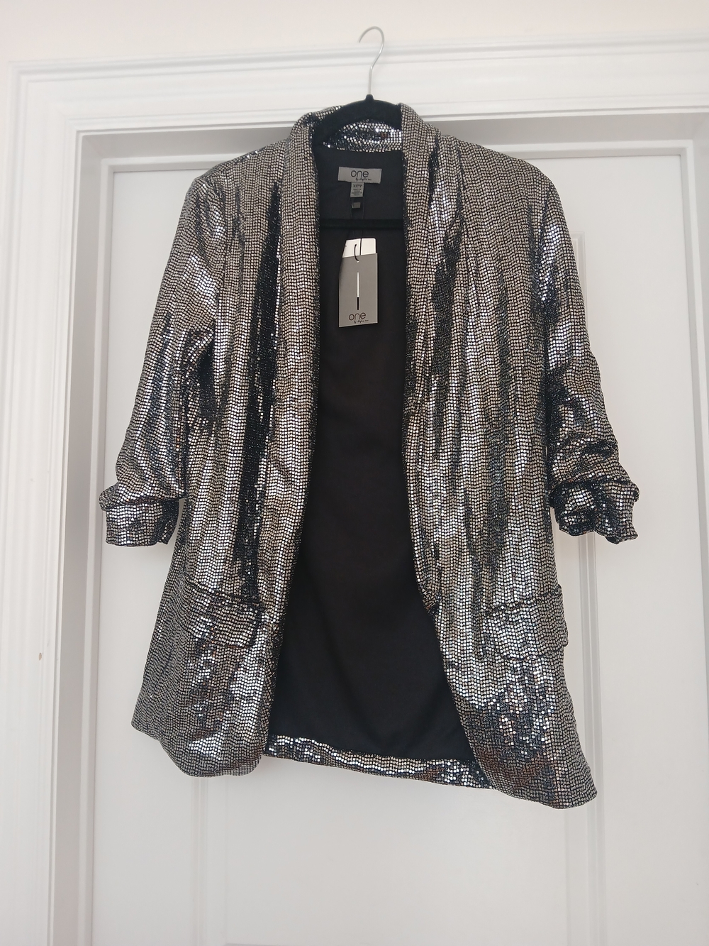 Women's Silver Sequin Blazer Jacket